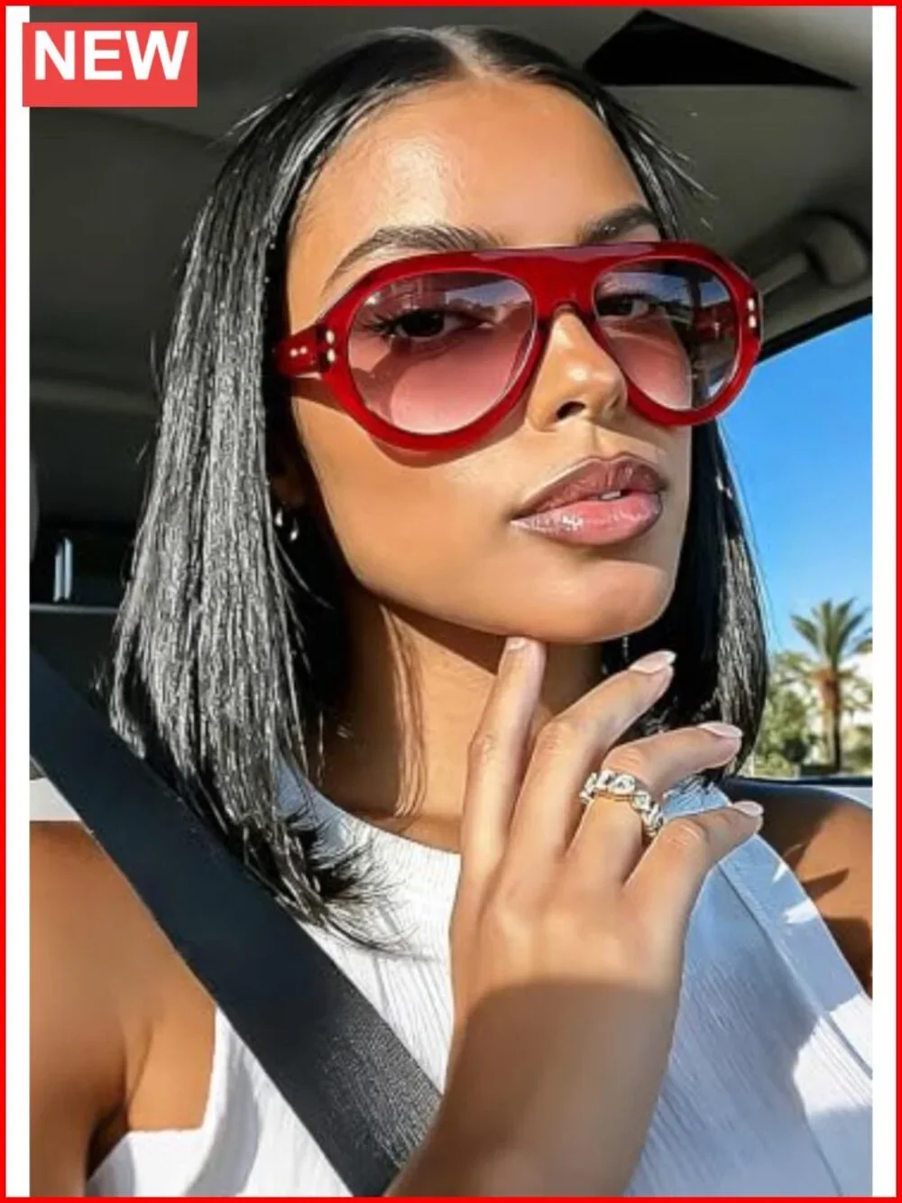 Oversized Aviator Sunglasses UV400 Protection Lightweight